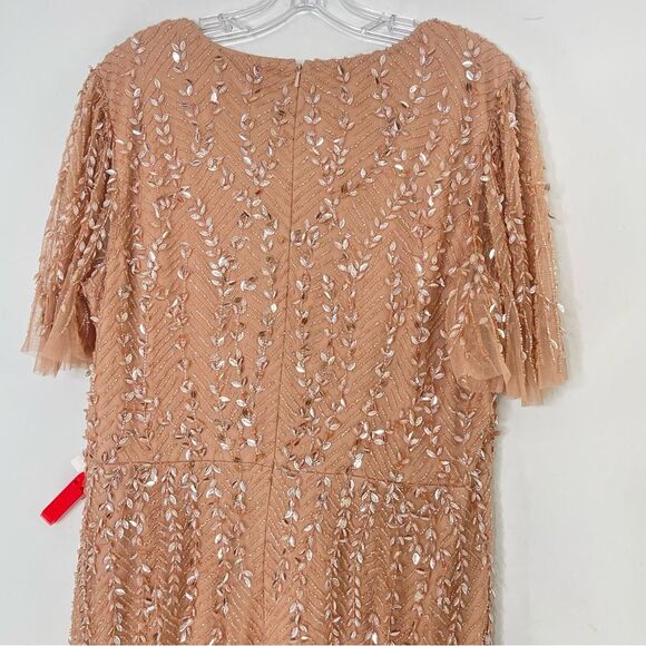 Mac Duggal 35109 Size 14W(18) Leafy Embellished Flutter Sleeves Gown - Picture 6 of 10